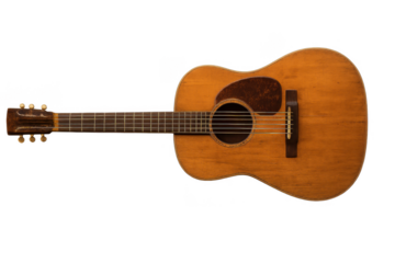Vintage Acoustic Guitar with Natural Wood Finish on Black Background