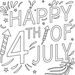 4th of July Outline Coloring Page