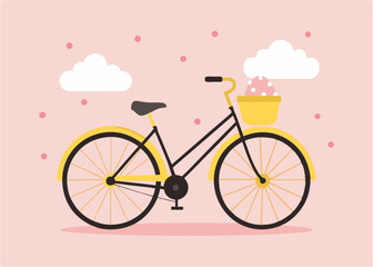 Fototapeta premium bicycle with a basket of flowers 