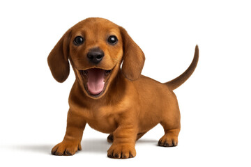 Happy Brown Dachshund Puppy Playing with Bright Expression
