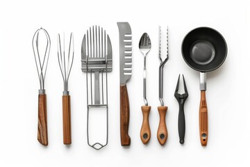 Naklejka premium Mastering the Grill: Tools of the Trade Unveiled Isolated On White Background.