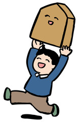 笑顔の子どもと将棋の駒のベクターイラスト