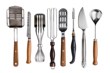 Elevate Your Grilling Game: Essential Tools for Outdoor Cooking Isolated On White Background.