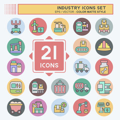 Icon Set Industry. related to Education symbol. color mate style. design editable