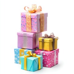 A Stack of Presents with Colorful Ribbons