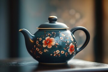 Decorative tea pot with floral design