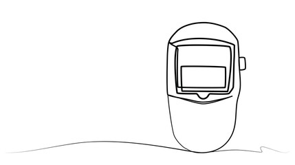 continuous drawing welding helmet one line. vector