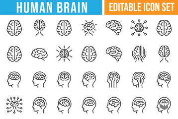 Fototapeta premium Set of Brain Icon Illustrations for Medical and Creative Use