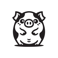 A cute and chubby pig cartoon logo featuring a smiling, happy pig with a big round belly. Perfect for kids' brands, farm-themed projects, mascots, or fun product packaging.