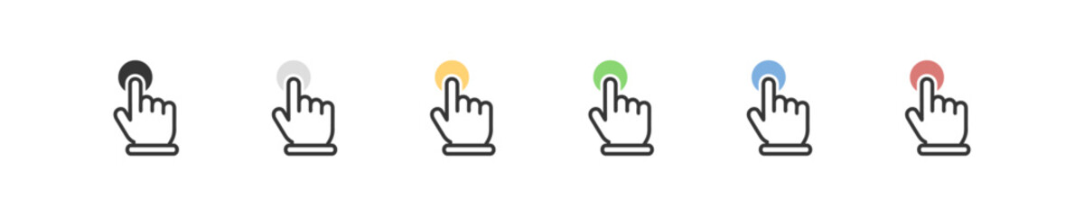 Touch set icon. Simple click symbol. Cursor icons on green background. Tap illustration. touch icon in vector design style