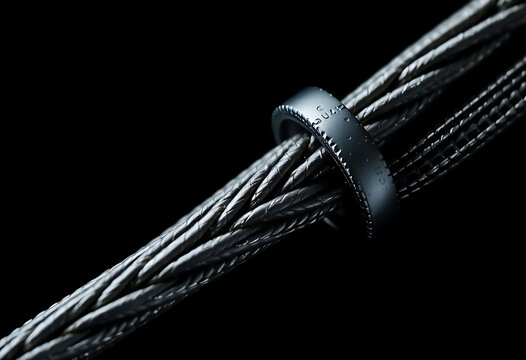 close up of a rope with a ring on it