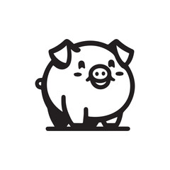 A cute and chubby pig cartoon logo featuring a smiling, happy pig with a big round belly. Perfect for kids' brands, farm-themed projects, mascots, or fun product packaging.
