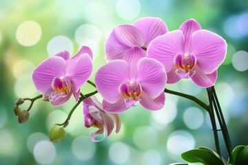 Close-up view of a cluster of vibrant pink orchids.