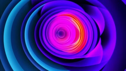 Abstract tunnel of layered concentric shapes pulsating with shifting vibrant colors