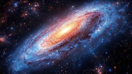 Obraz premium A spiral galaxy, luminous and magnificent in cosmic space.