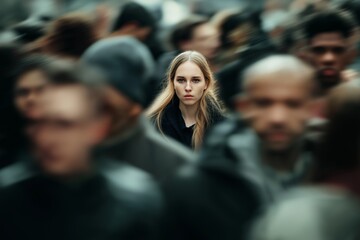 Lost Woman in Crowded City