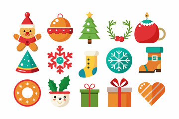Fototapeta premium Christmas Icon Set on White Background