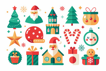 Christmas  Icon Set on White Background