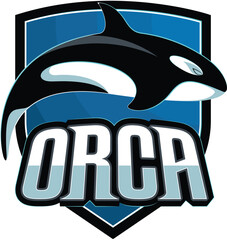 Orca Animal Logo Shield Blue Color For Esport