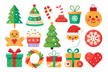 Obraz premium Christmas Icon Set on White Background