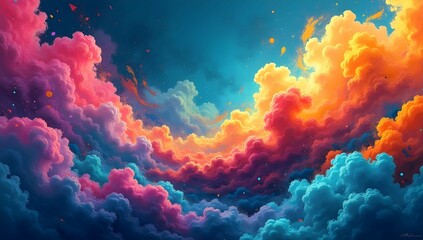 Fototapeta premium Vibrant Sky of Colorful Clouds at Sunset