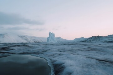 Serene Arctic Landscape Majestic Iceberg in a Frozen Wilderness at Sunset