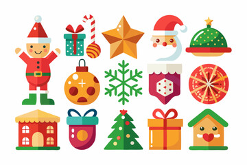 Christmas  Icon Set on White Background