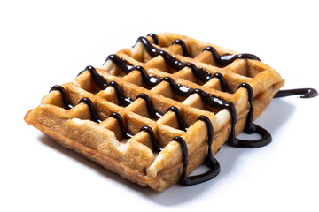 Belgian Waffles with chocolate isolated on white background