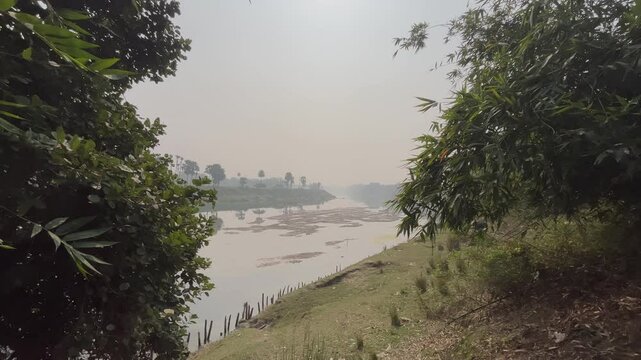 Damodar River, during the rainy season this river takes on a dangerous shape and floods occur on one side of the river.