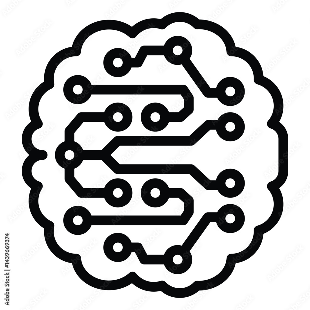 Poster net cloud line icon, neural network concept. vector graphics. artificial intelligence, structure sig