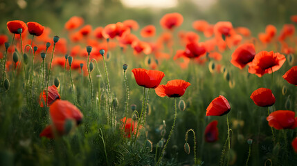 Stunning Red Poppies in a Vibrant Field