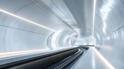 Obraz premium Futuristic Transportation System: A Sleek, Modern Transit Tunnel