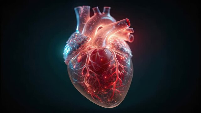 Health Impact of Microplastics, A digital representation of a human heart, showcasing anatomical features and design.