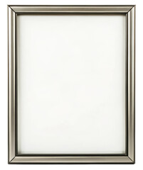 A sleek silver frame perfect for displaying artwork or photos on a transparent background