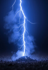 Fototapeta premium lightning bolt striking over a pile of dirt