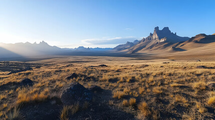 Fototapeta premium Majestic Sunrise over the Desert Mountain Range