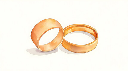 Romantic Watercolor Wedding Rings Depicted in Soft Colors
