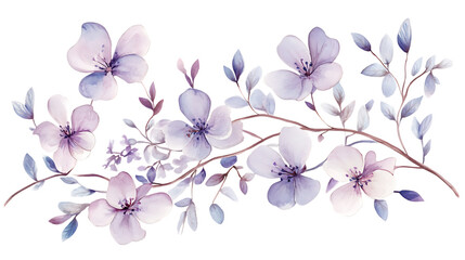 Obraz premium Delicate purple floral arrangement on branch.