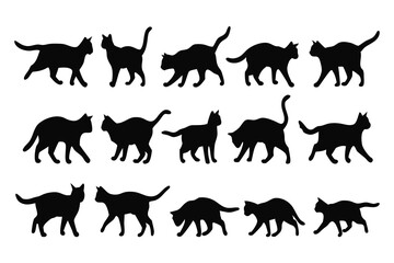 Fototapeta premium Diverse Cat Silhouette Collection