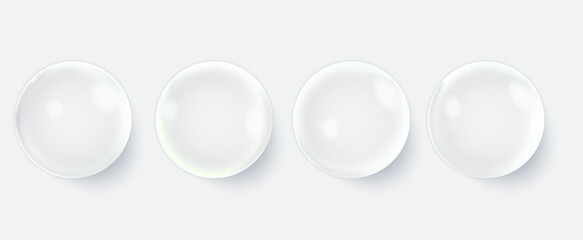 Hyaluronic acid bubbles. Collagen clear drops. Cosmetic serum. Skincare product.