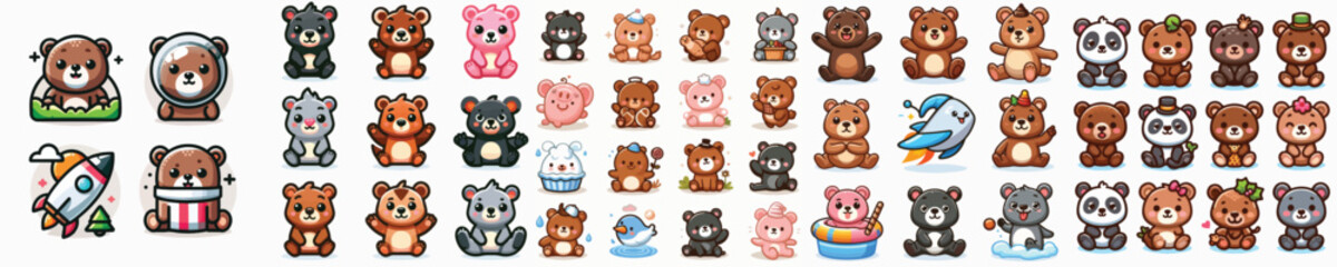 Vector set of bears.