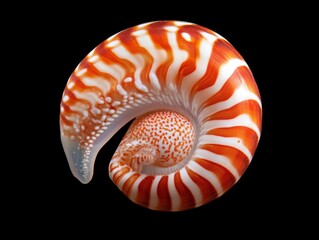 Orange and white nautilus shell