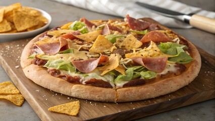 Crunchy Taco Pizza Loaded with Crushed Tortilla Chips
