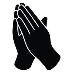 Obraz premium Prayer Hands Doodle funny, Silhouette, Vector, Icon, Logo, White Background.