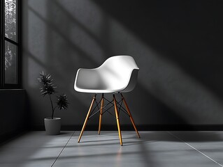 Modern minimalist chair in a contemporary room with natural light.