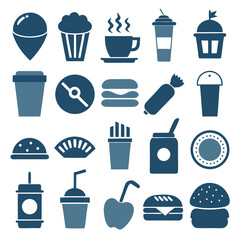 Fast-Food Silhouettes Vector Pack White Background Designs.