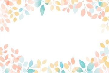 Obraz premium Pastel leaf border on white background