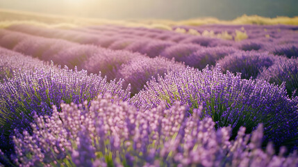 Obraz premium Lavender Field at Sunset: A Serene Floral Landscape