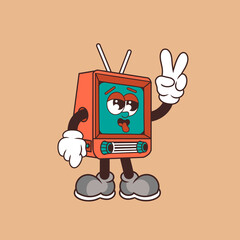 Retro character design from tired television