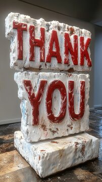 Large red sign that says thank you vertical background